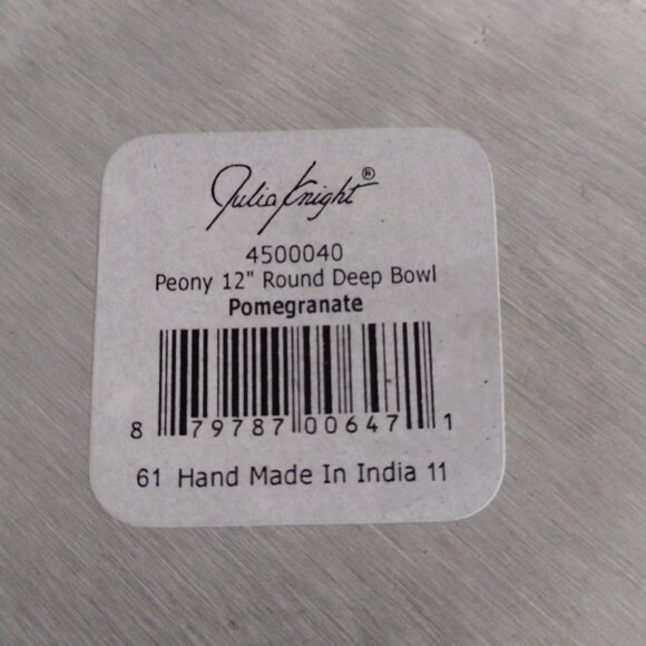 Julia Knight Peony 12" Round Deep Bowl Pomegranate - Picture 12 of 13